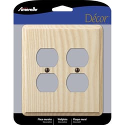 Amerelle Contemporary Unfinished Beige 2 gang Ash Wood Duplex Wall Plate 1 pk