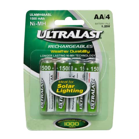 UltraLast NiMH AA 1.2 V 1.5 mAh Solar Rechargeable Battery 4 pk - Ace  Hardware