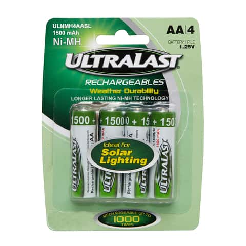 NiMH Rechargeable AA Batteries 1.2V, 4/Pack 