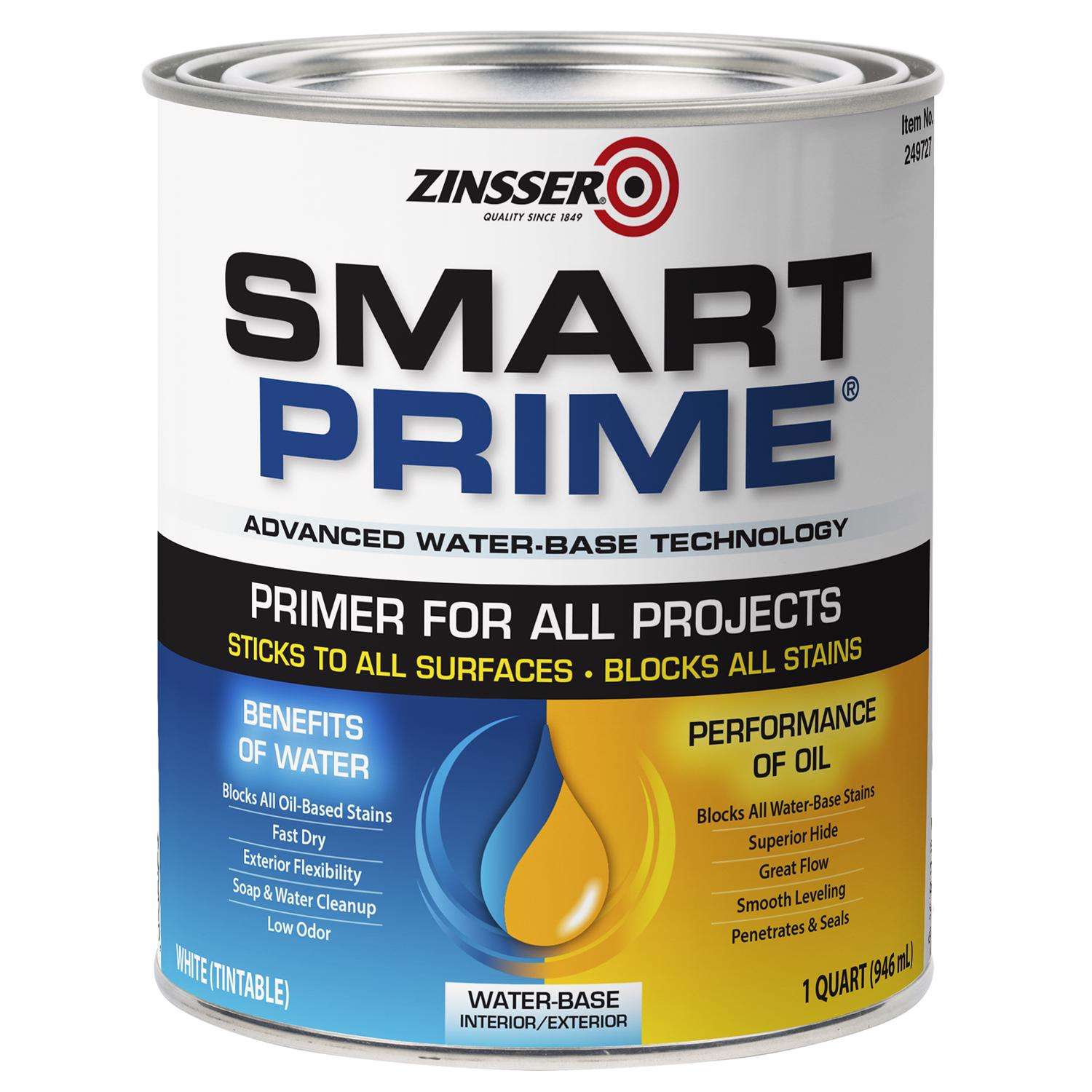 Zinsser Smart Prime White WaterBased Primer 1 qt Ace Hardware
