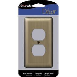 Amerelle Devon Brushed Brass 1 gang Stamped Steel Duplex Wall Plate 1 pk