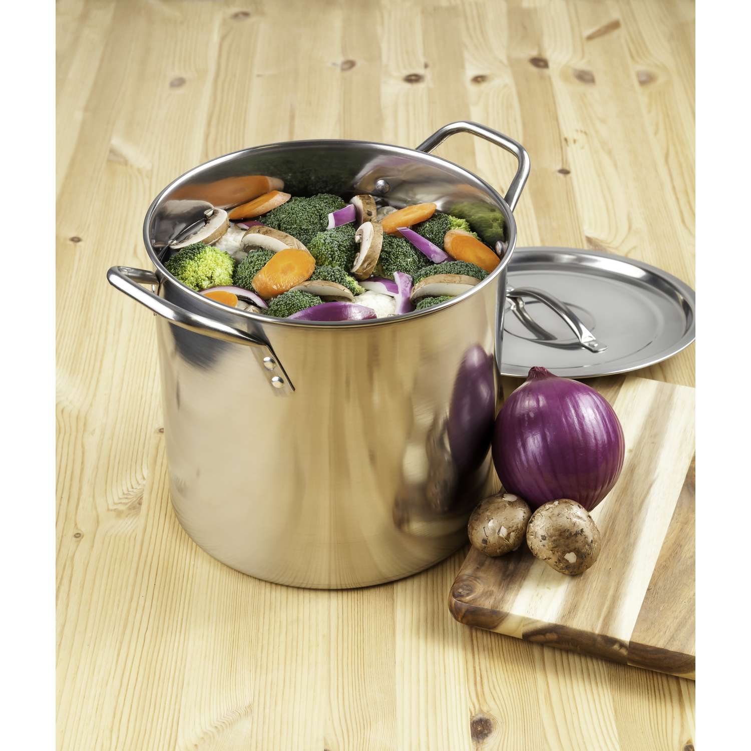 McSunley Stainless Steel Stock Pot 10 in 12 qt Silver McSunley Stainless Steel Stock Pot 10 in 12 qt Silver