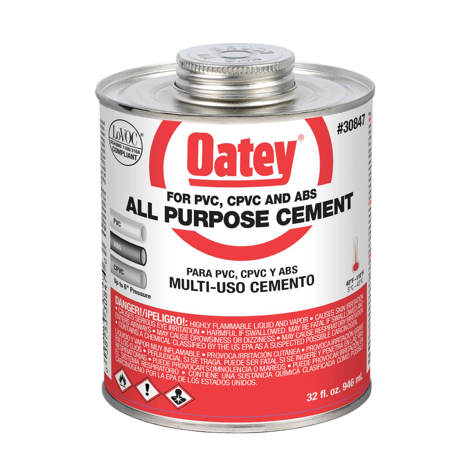 Oatey Clear All-Purpose Cement For CPVC/PVC 32 oz. - Ace Hardware