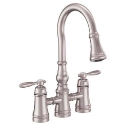 Moen Weymouth Two Handle Stainless Steel Pull-Down Kitchen Faucet