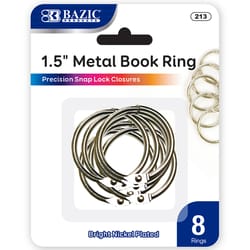 Bazic Products 1.5" Silver Book Rings 8 pk