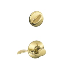 Schlage F Series Accent Bright Brass Handleset 1-3/4 in.