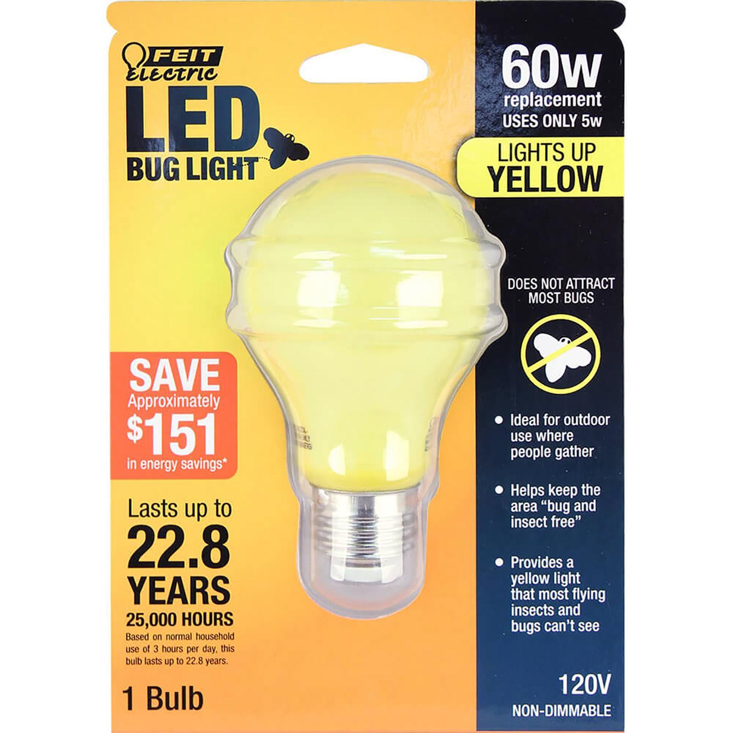 A19BUGLED Feit Electric A19 E26 (Medium) LED Bulb Yellow 60  sku A19BUGLED