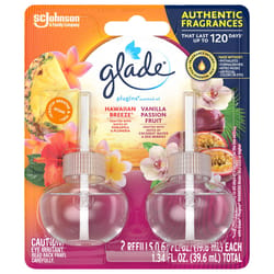 Glade Plug-Ins Vanilla Passion Fruit/Hawaiian Breeze Scent Air Freshener Refill 1.34 oz Liquid