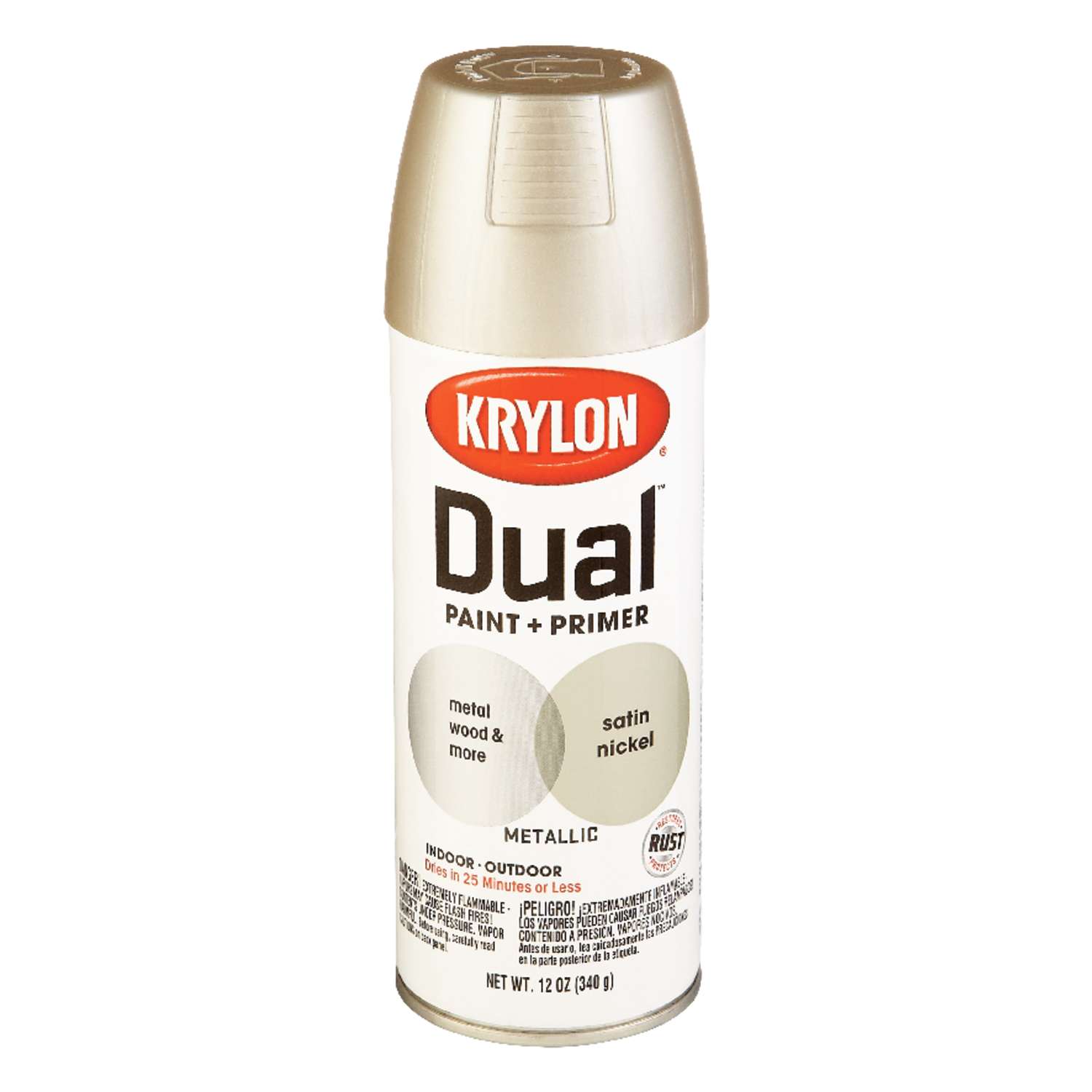 Krylon Dual Superbond Brilliant Satin Nickel Metallic Spray Paint