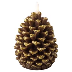 Lumineo LED Brown Pinecone Candle 5 in.