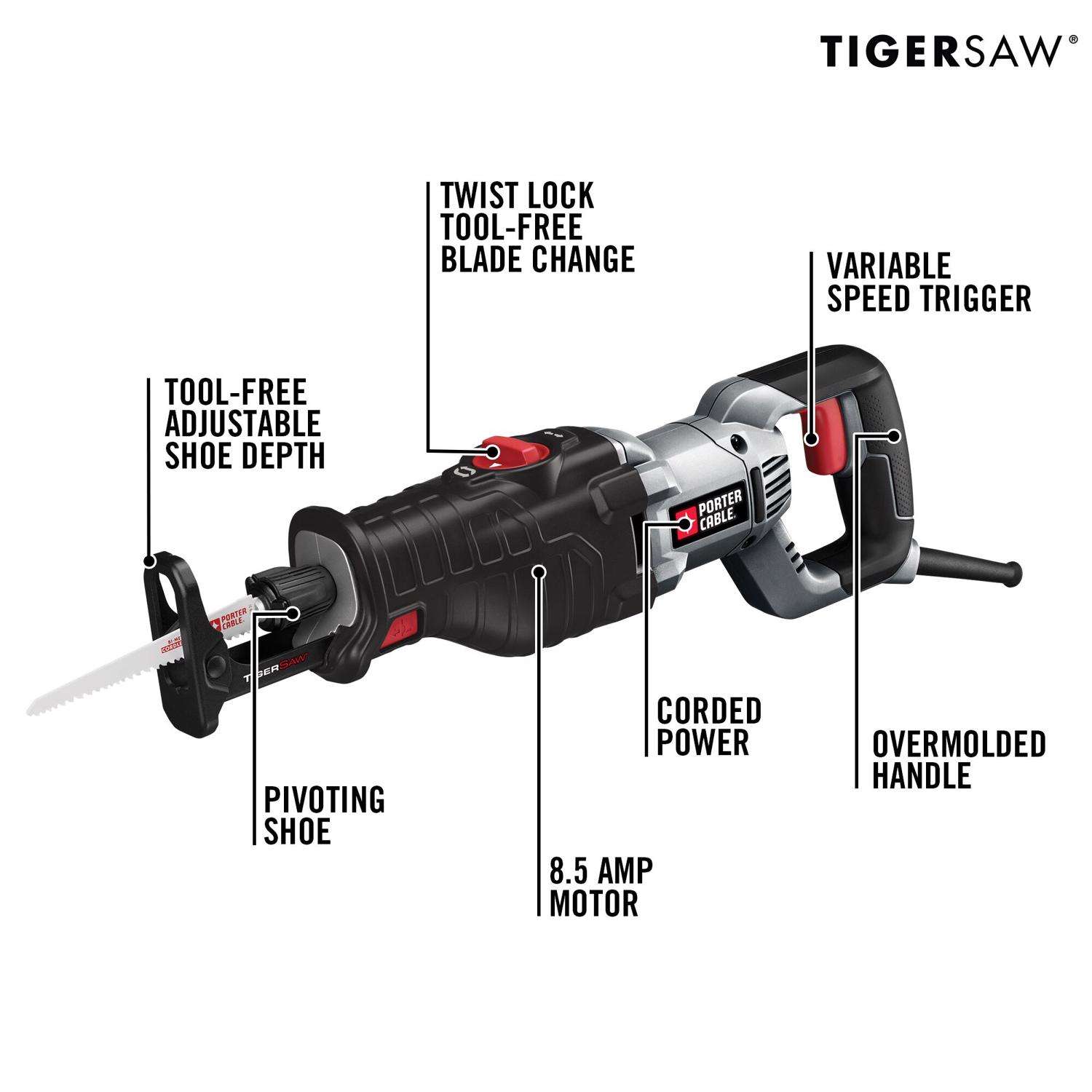 Porter cable best sale sawzall tiger saw