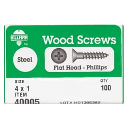 Hillman No. 4 X 1 in. L Phillips Zinc-Plated Wood Screws 100 pk