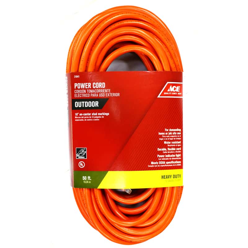 Ace Outdoor 50 ft. L Orange Extension Cord 12/3 SJTW Ace Hardware