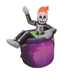 Celebrations 4 ft. Prelit Animated Skeleton in Cauldron Inflatable