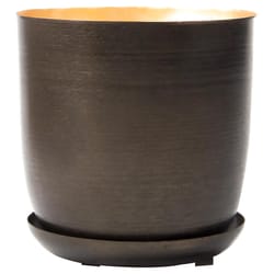 Chive Joe 5 in. D Metal Flower Pot Bronzed Brown