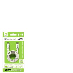 GetPower White Hi-Speed Lightning to USB-C For Apple 3 ft. L