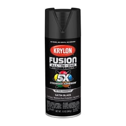 Krylon Fusion All-In-One Satin Black Paint+Primer Spray Paint 12 oz
