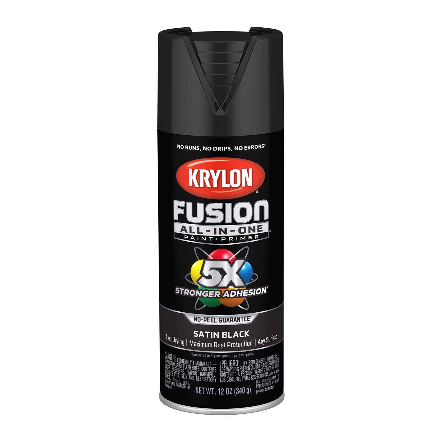 Krylon Fusion All-In-One Satin Black Paint+Primer Spray Paint 12 oz - Ace  Hardware