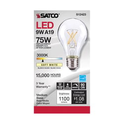 Satco A19 E26 (Medium) Filament LED Bulb Soft White 75 Watt Equivalence 1 pk