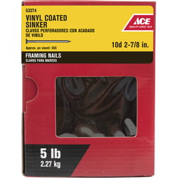 Ace 10D 2-7/8 in. Sinker Vinyl Steel Nail Checkered Head 5 lb