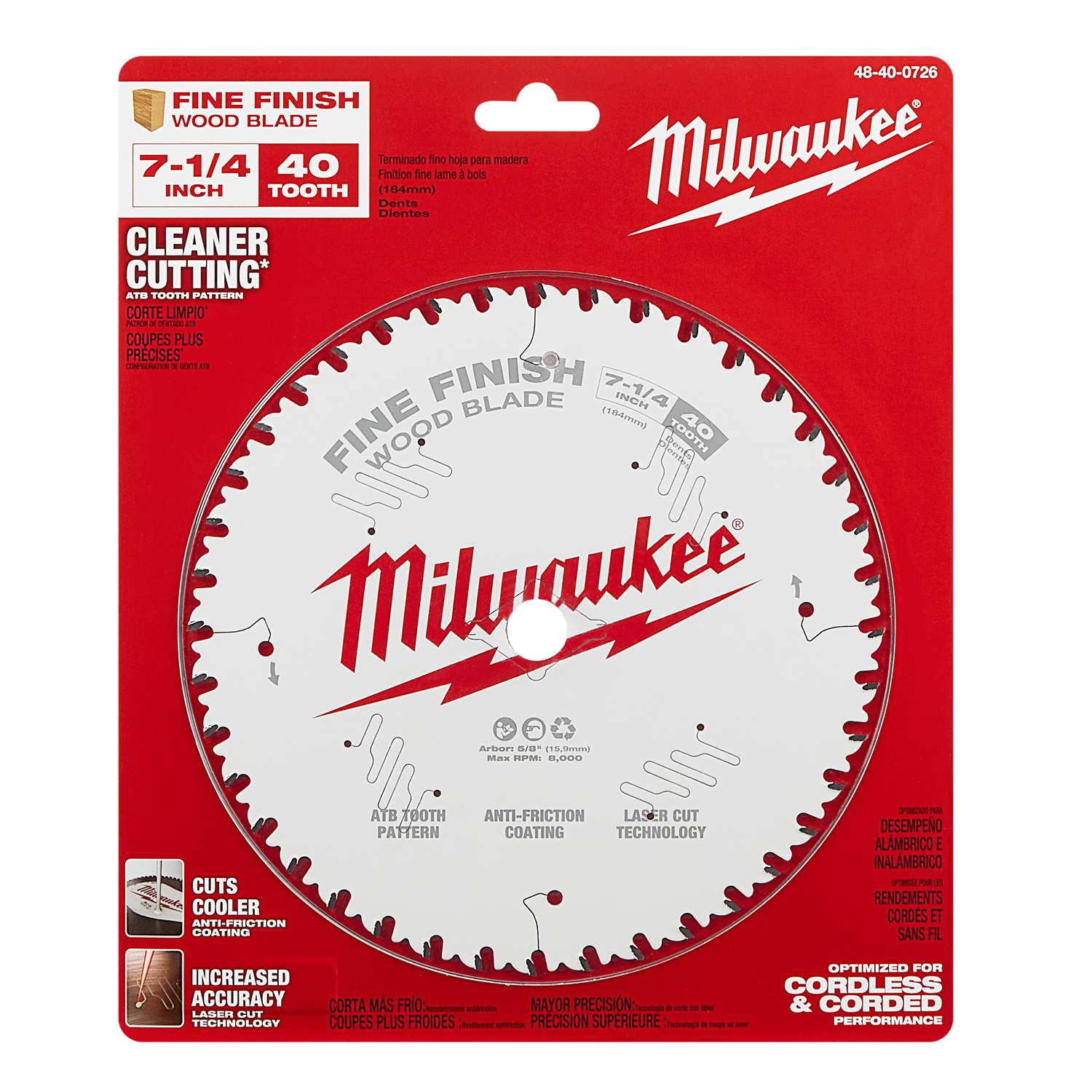 Milwaukee 7-1/4 in. Dia. x 5/8 in. Fine Finish Metal Circular Saw Blade ...