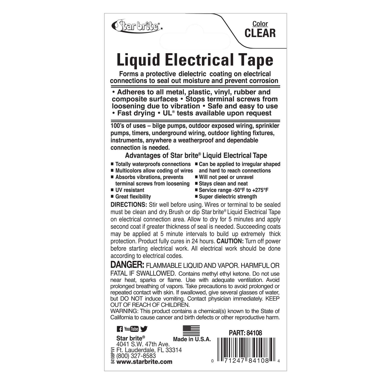 Star Brite Liquid Electrical Tape - LET Black 4 oz Can Clear 4 oz