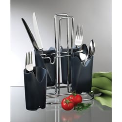 Prodyne Bravada Black/Silver Polypropylene Flatware Caddy 0