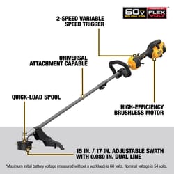 DeWalt 60V MAX Attachment Capable DCST972B 17 in. 60 V Battery String Trimmer Tool Only