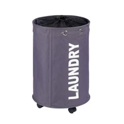 Wenko Rondo Gray Polyester Wheeled Laundry Basket