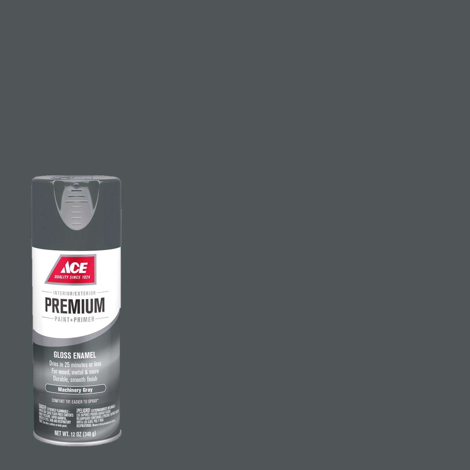 Ace Premium Gloss Machinery Gray Paint + Primer Enamel Spray 12 oz Ace Hardware