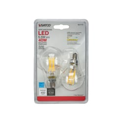 Satco A15 E12 (Candelabra) Filament LED Bulb Warm White 40 Watt Equivalence 2 pk