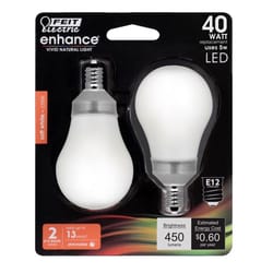 Feit Enhance A15 E12 (Candelabra) LED Bulb Soft White 40 Watt Equivalence 2 pk