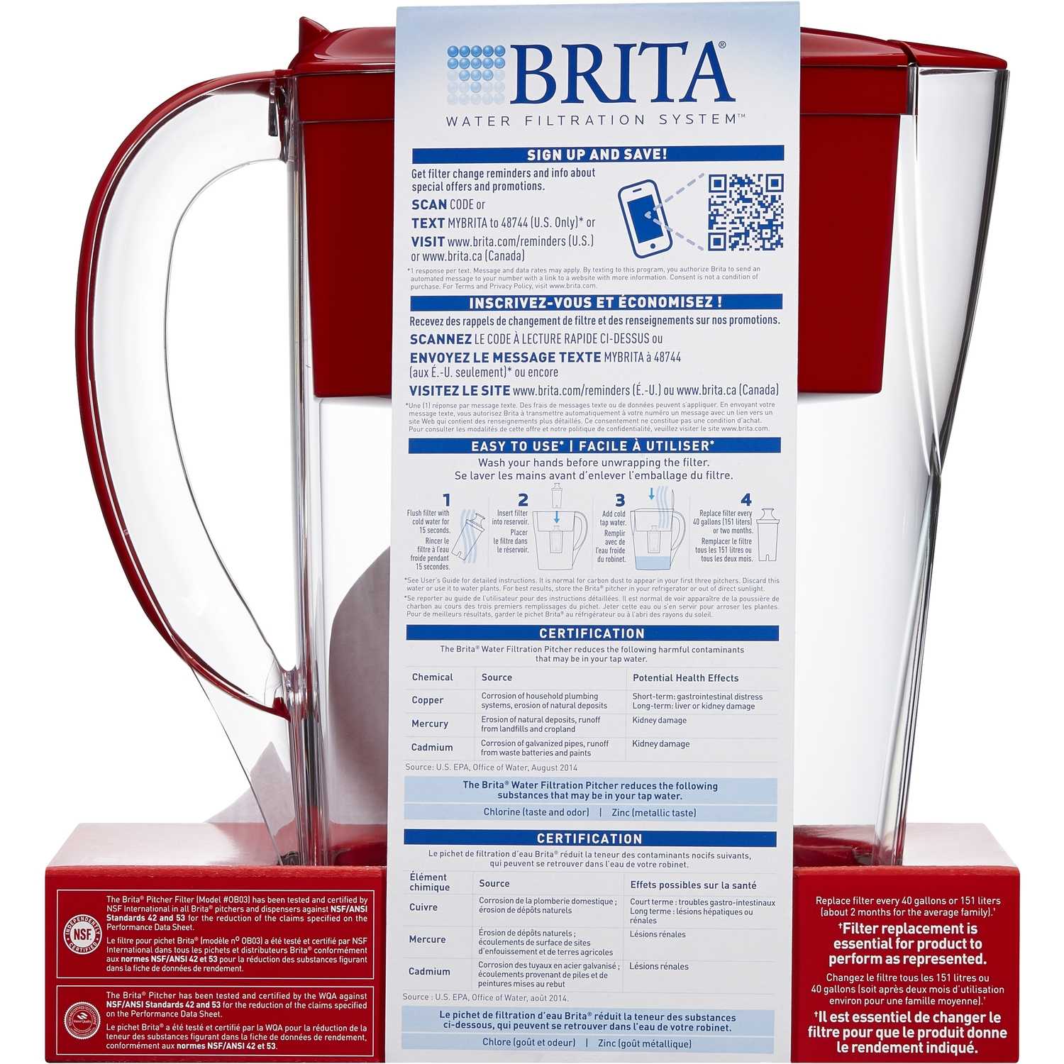 Brita 6 8oz Cup Red Space Saver Pitcher Ace Hardware