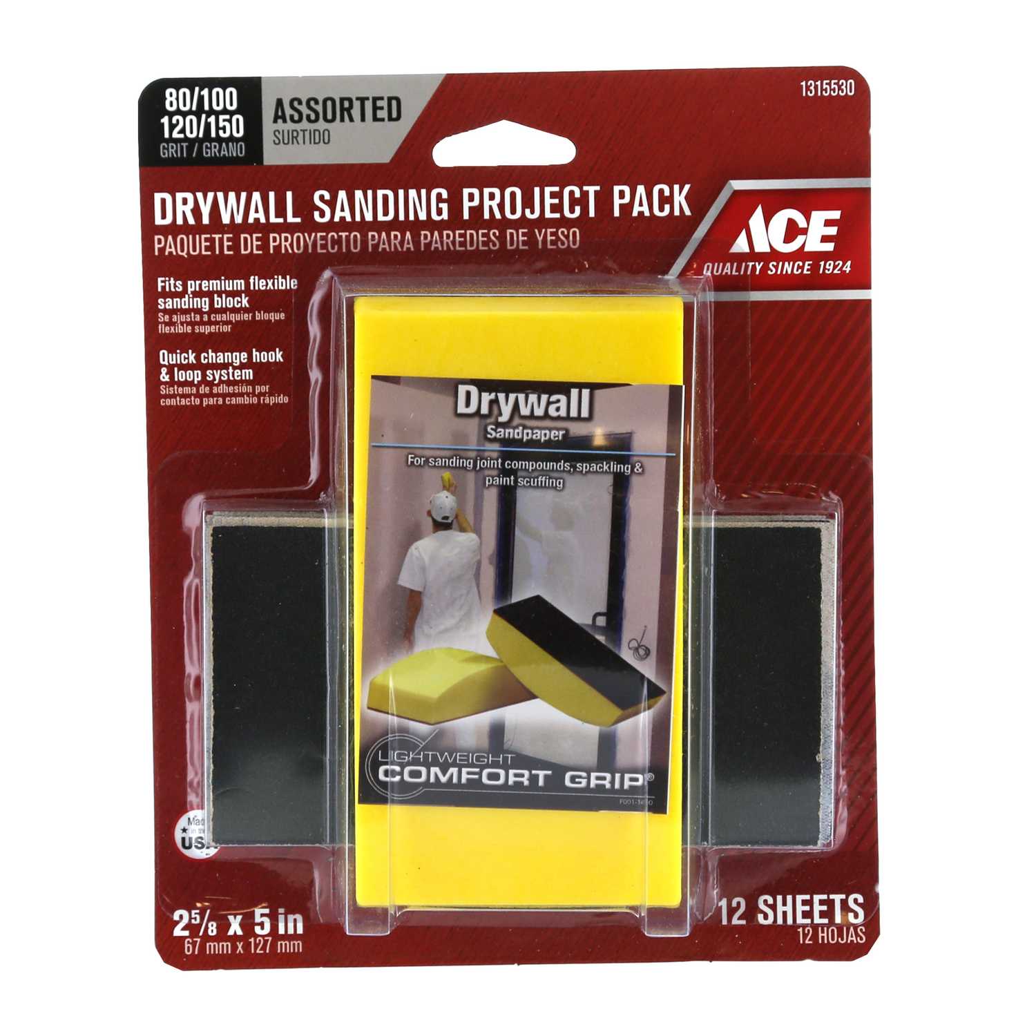 Ace 25/8 in. W x 5 in. L Assorted 150 Grit Sanding Block Kit Ace