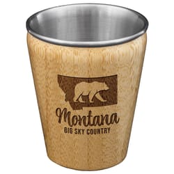 Totally Bamboo 2 oz Brown/Silver Stainless Steel/Wood Montana Shot Glass