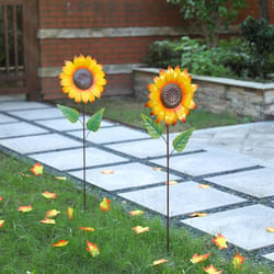 Glitzhome Sunflower Yard Stake Metal 2 pc