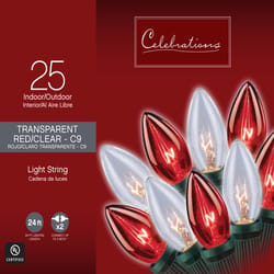 Celebrations Incandescent C9 Red/White 25 ct String Christmas Lights 24 ft.