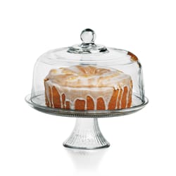 Anchor Hocking Clear Glass Canton Cake Plate/Dome 12.5 in. D 2 pc
