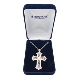 Montana Silversmiths Unisex Antiqued Scalloped Cross Silver Necklace Water Resistant