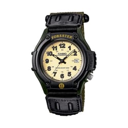 Casio Forester Mens Classic Round Black/Brown Analog Watch Canvas Water Resistant