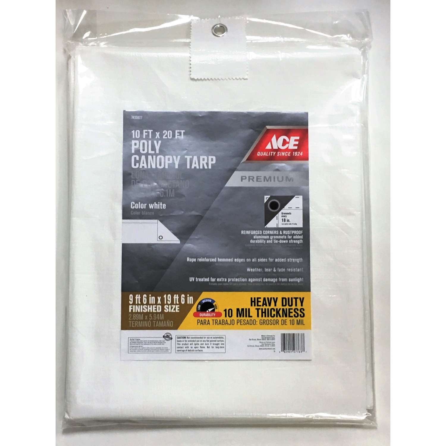 Ace 10 ft. W X 20 ft. L Heavy Duty Polyethylene Canopy Tarp White Ace Hardware