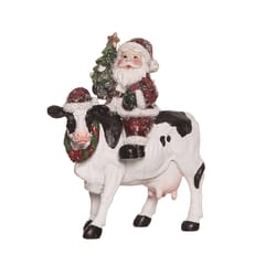 Transpac Multicolored Santa & Cow Figurine 6 in.