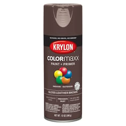 Krylon ColorMaxx Gloss Leather Brown Paint + Primer Spray Paint 12 oz
