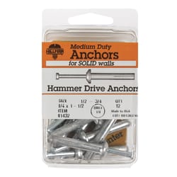 Hillman 1/4 in. D X 1-1/2 in. L Zinc Round Head Hammer Drive Anchor 12 pk