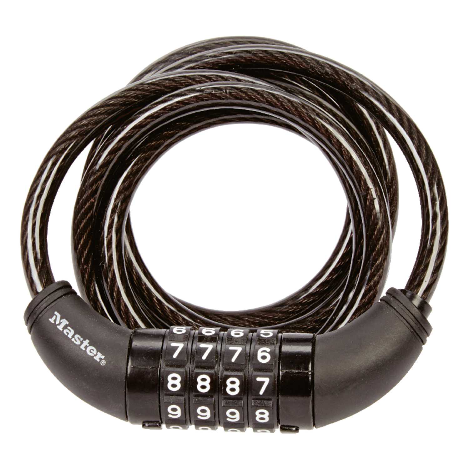 Master Lock 5/16 in. W x 6 ft. L Vinyl Covered Steel 4-Dial Combination ...