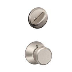 Schlage F Series Bowery Satin Nickel Handleset 1-3/4 in.