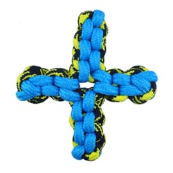 Boss Pet Pet Park Blvd Blue Woven Paracord Twisted Quad Rope Dog Tug Toy 1 pk