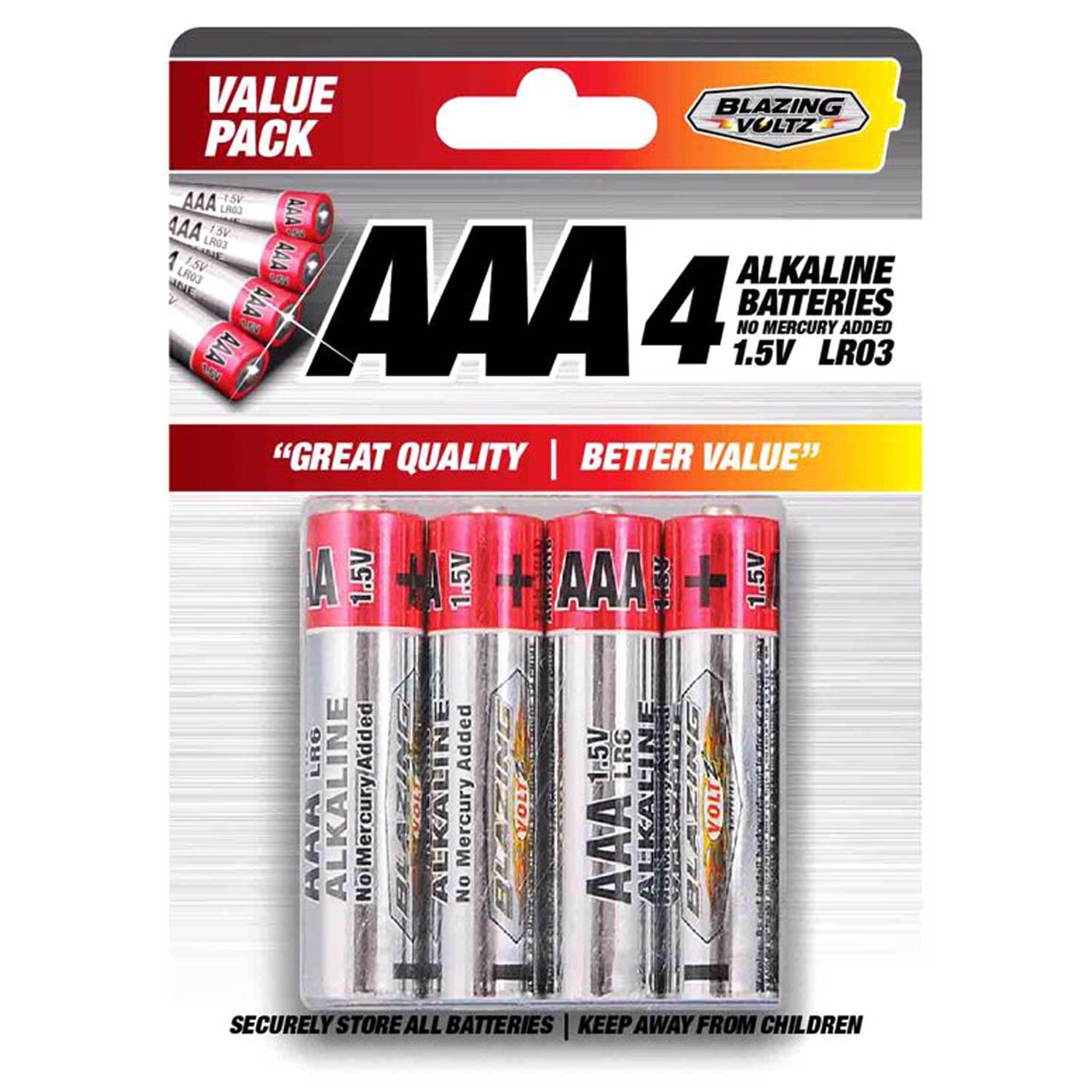 Blazing Voltz AAA Alkaline Batteries 4 pk Carded Mfr# 900254