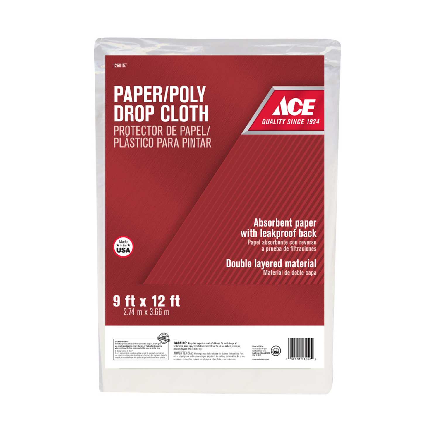 ACE Heavy Weight Paper/Poly 12 ft. L x 9 ft. W Drop Cloth Ace Hardware