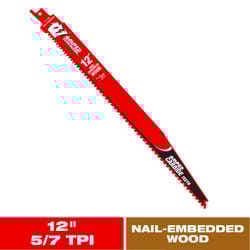 Diablo Amped 12 in. Carbide Tipped Reciprocating Saw Blade 5/7 TPI 1 pk